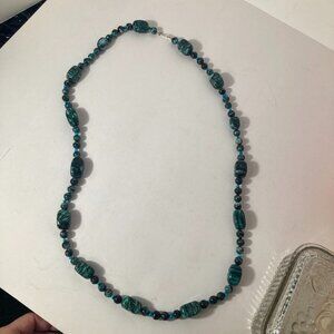 Jay KIng DTR 925 Sterling Silver Blue Green Turquoise Chunky Beaded Necklace Rec